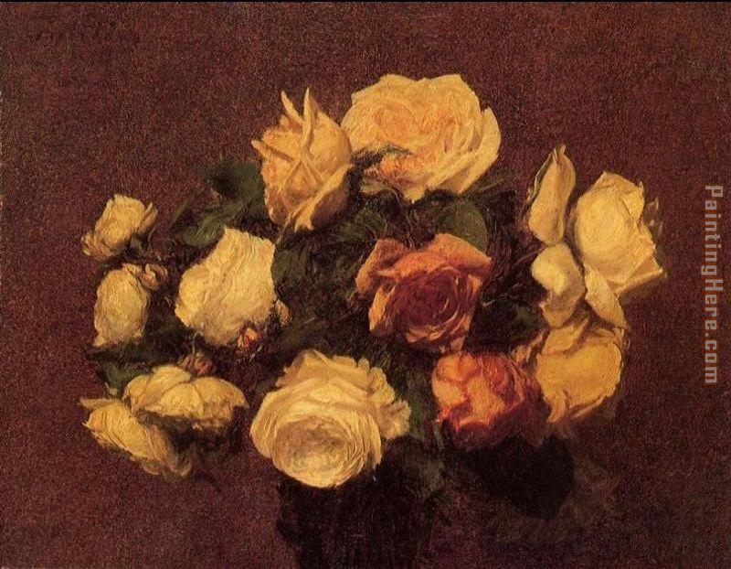 Roses I painting - Henri Fantin-Latour Roses I art painting